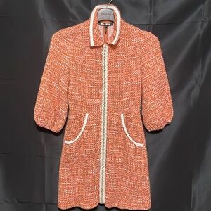 Maje Knit Dress Gold chain link front design in Orange size EU 36